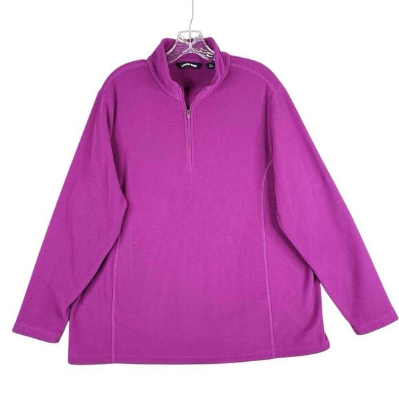 Lands End Pullover Fleece Women’s Plus Size XL 18 Quarter Zip Purple LS - Picture 2 of 10